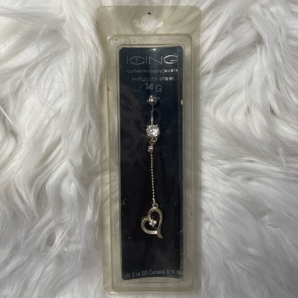 Icing Silver Heart Charm Belly Button Jewelry